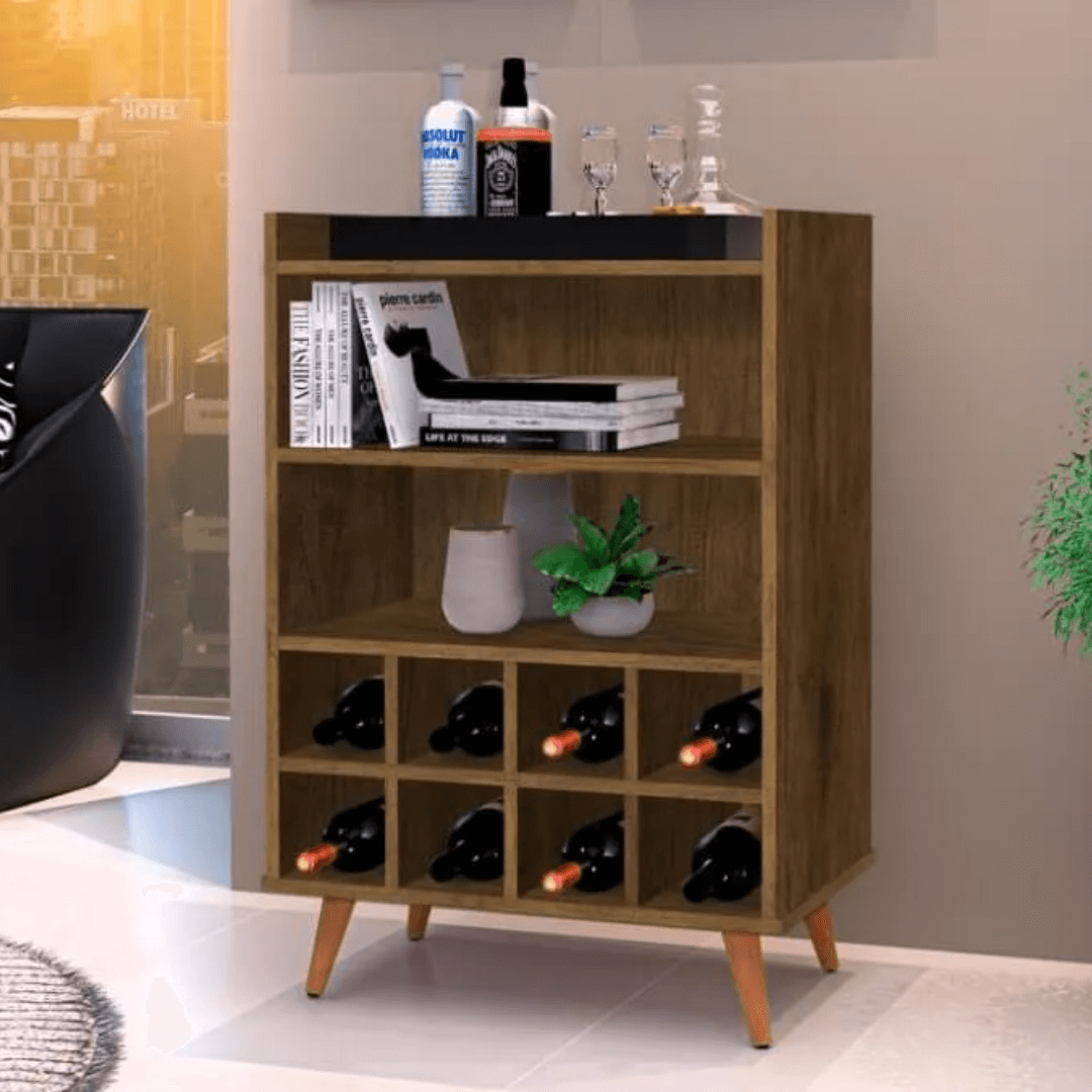 Aparador Bar Adega Para 8 Garrafas Paris Ferrara - Rede Móveis