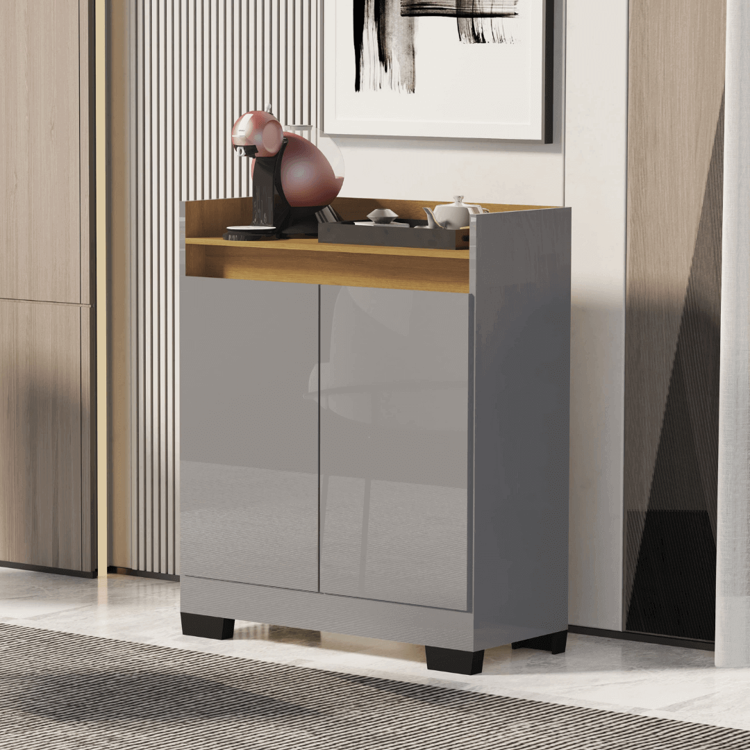 Aparador Buffet 2 Portas Real Cinza com Bege