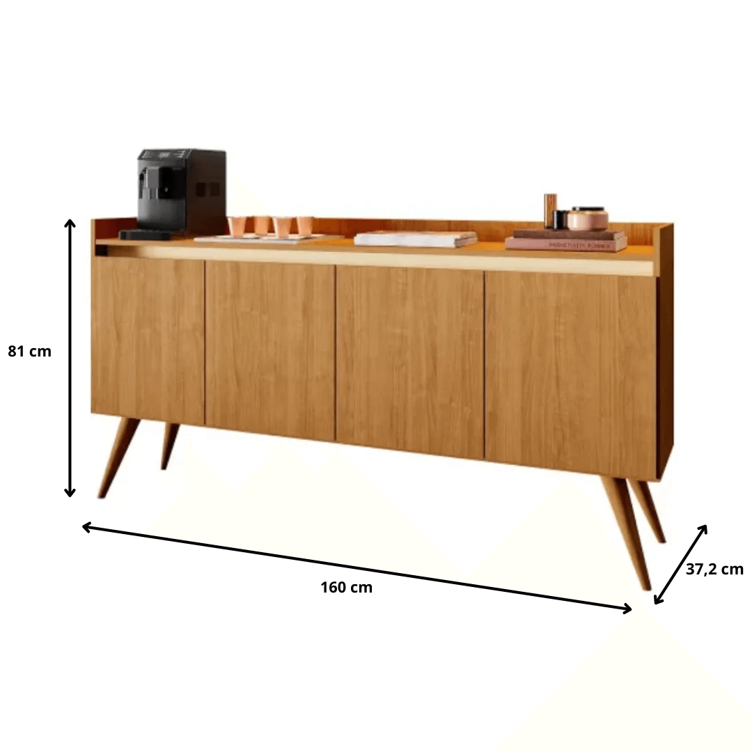 Aparador Buffet 4 Portas Gold Mel Com Perola - Rede Móveis