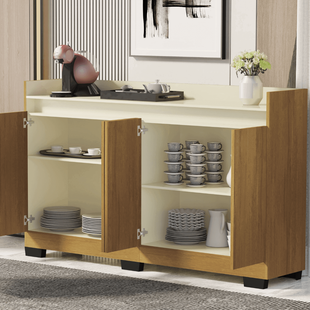 Aparador Buffet 4 Portas Real Mel com Perola