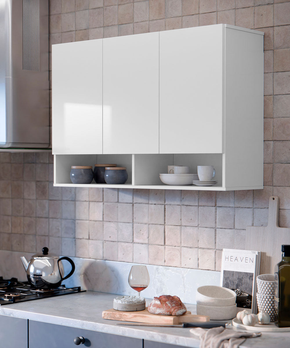 Armário Aéreo 3 Portas Milão Suspenso Para Quarto Cozinha Sala Branco - Rede Móveis