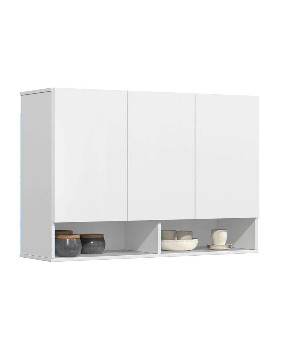 Armário Aéreo 3 Portas Milão Suspenso Para Quarto Cozinha Sala Branco - Rede Móveis