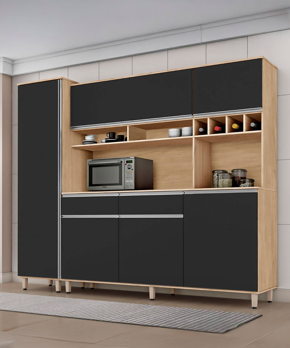 ARMÁRIO DE COZINHA BRASIL NATURE PRETO FOSCO