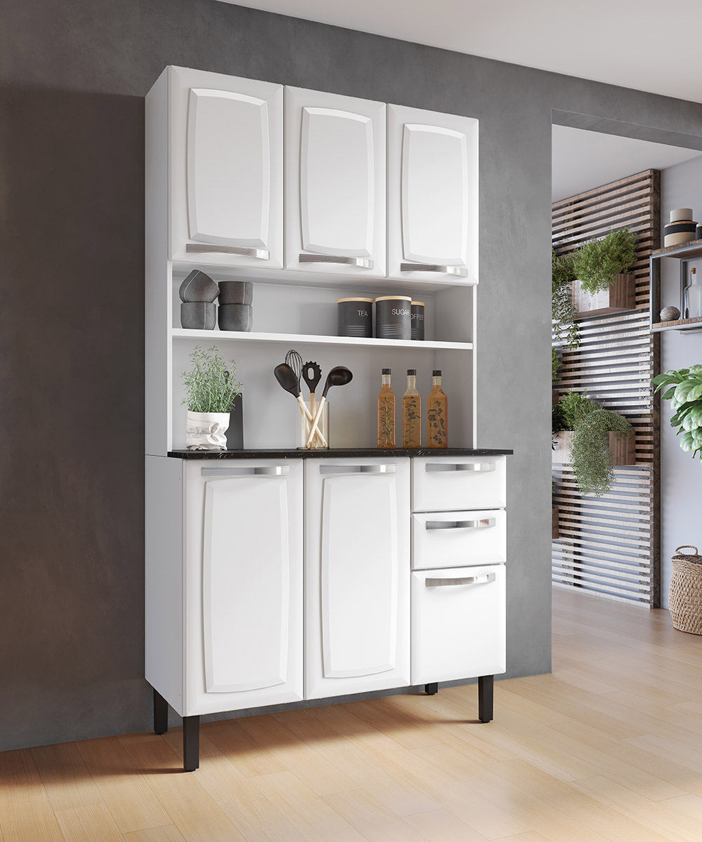 Armário Kit de Cozinha Compacta Aço 6 Portas 2 Gavetas Itatiaia Pratika Branco - Rede Móveis