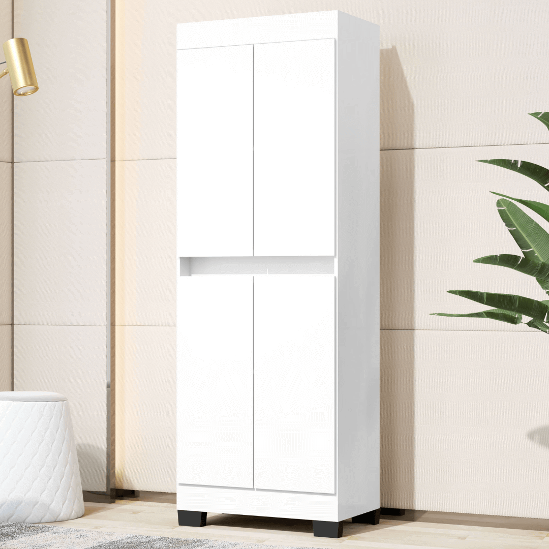 Armário Multiuso Escritório Quarto 4 Portas Tóquio Branco