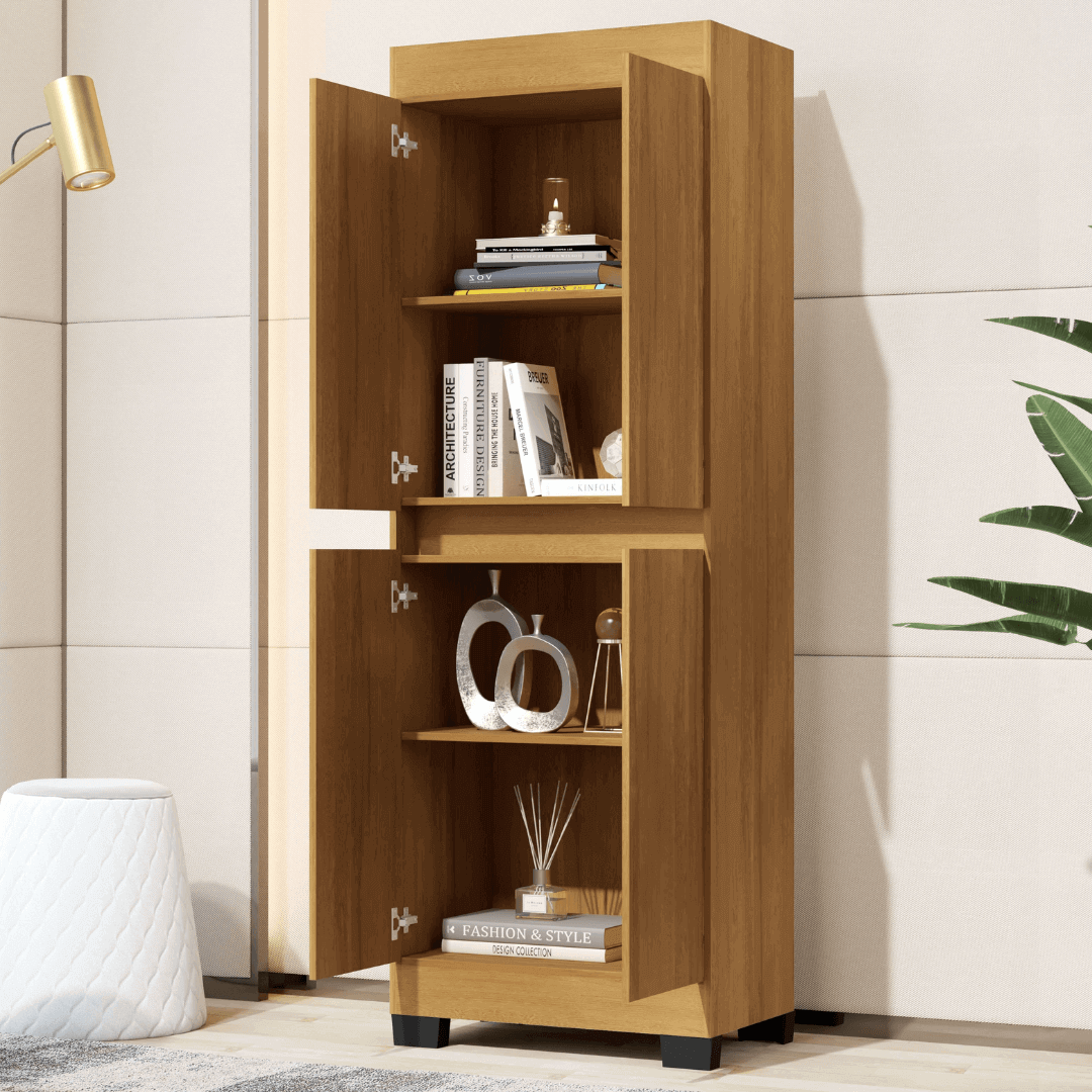 Armário Multiuso Escritório Quarto 4 Portas Tóquio Carvalho