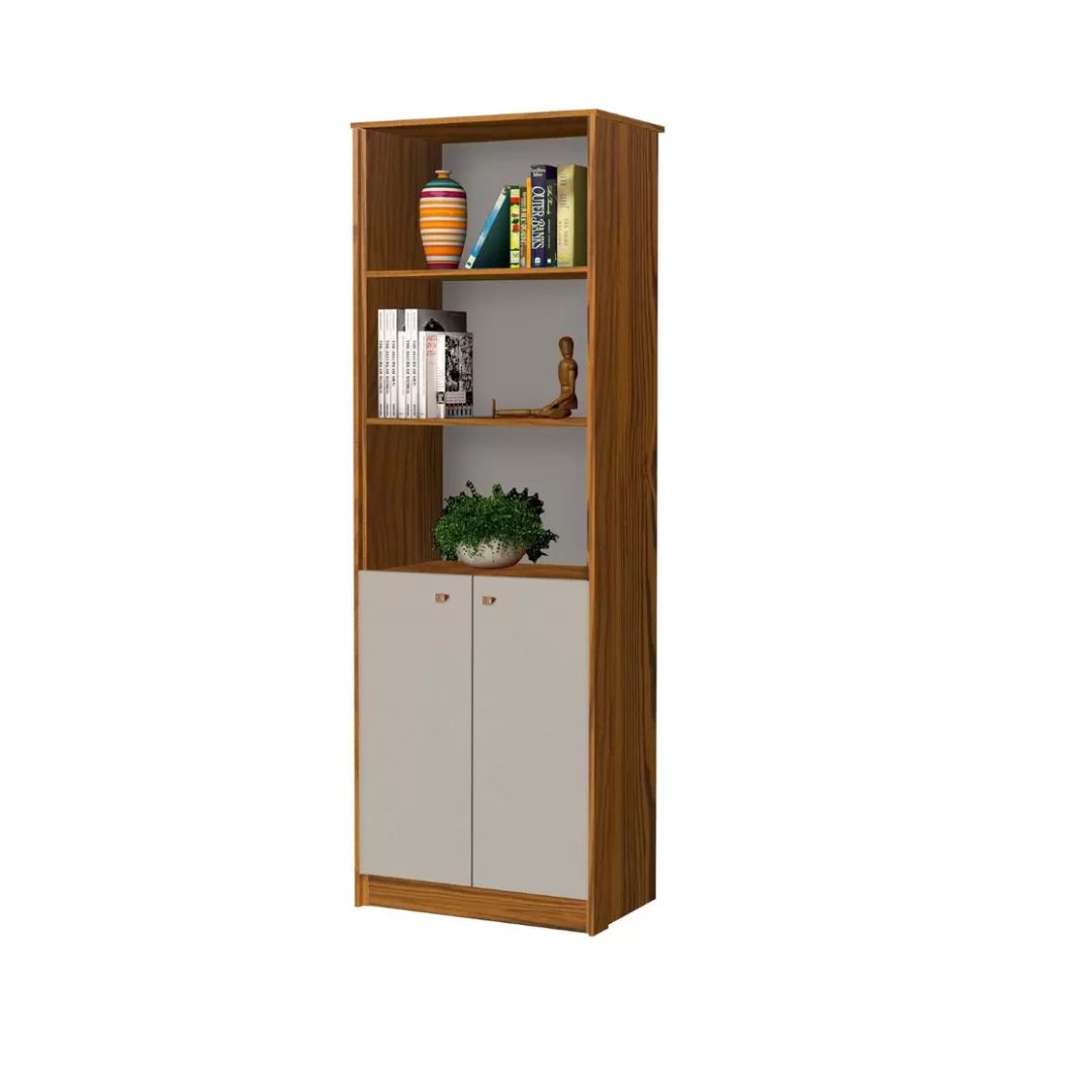 Armário Organizador Estante 2 Portas Office Escritório Nature com OffWhite - Rede Móveis