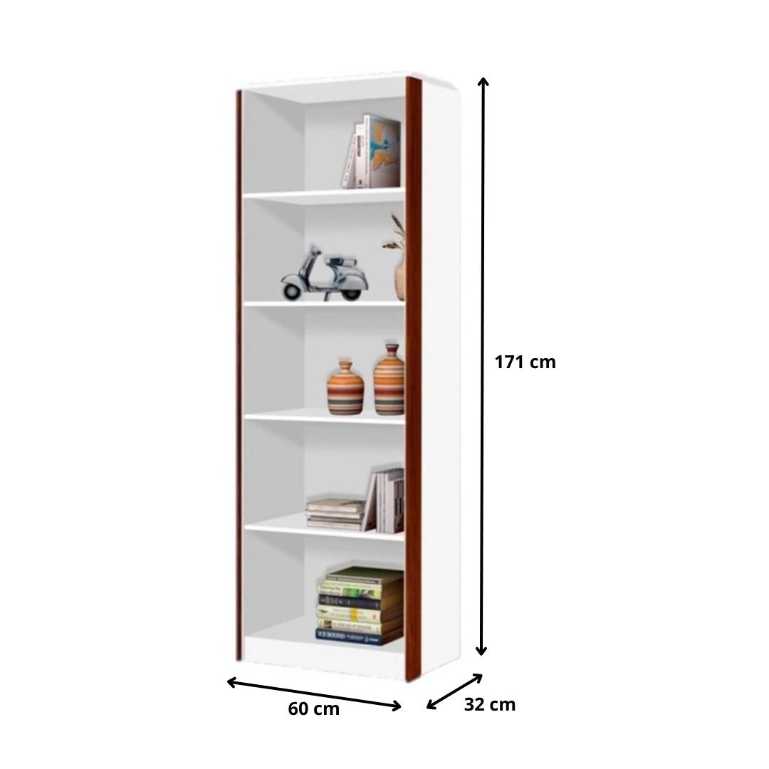 Armário Organizador Livreiro 4 Prateleiras Office Escritório Branco com Nature - Rede Móveis