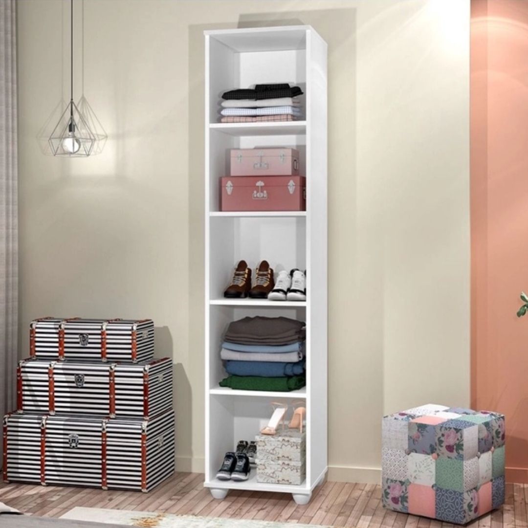 Armário Organizador Multiuso 1 Porta Com Espelho Marry Branco - Rede Móveis