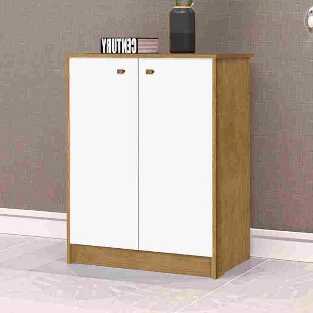 Armário Organizador Multiuso Balcão 2 Portas Office Escritório Branco com Nature - Rede Móveis