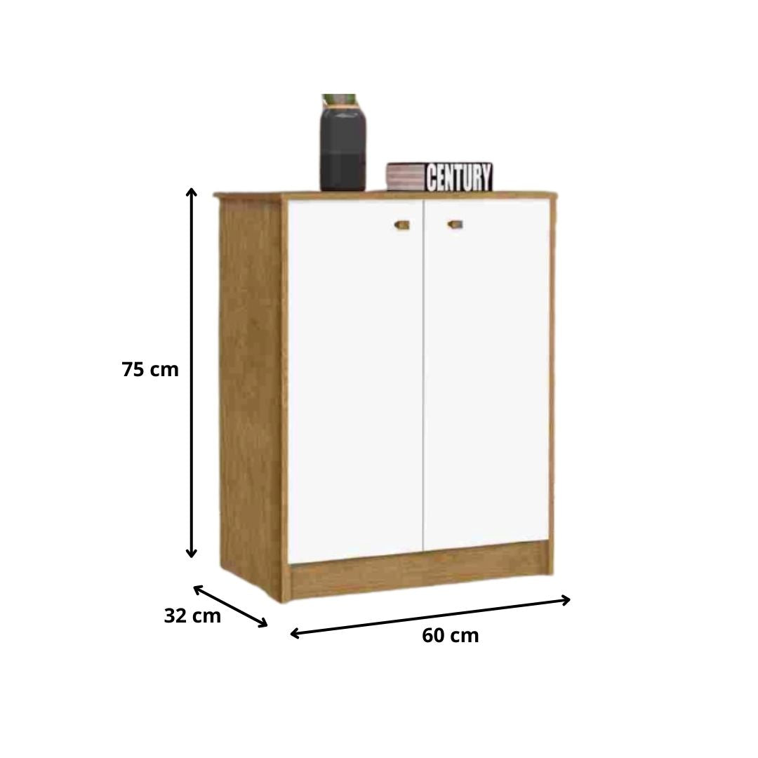 Armário Organizador Multiuso Balcão 2 Portas Office Escritório Branco com Nature - Rede Móveis