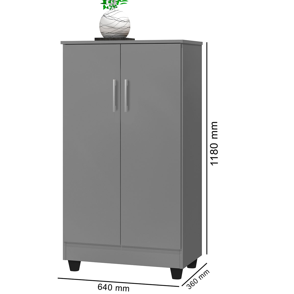 Armário Multiuso Sapateira 2 Portas Smart Cinza - Rede Moveis