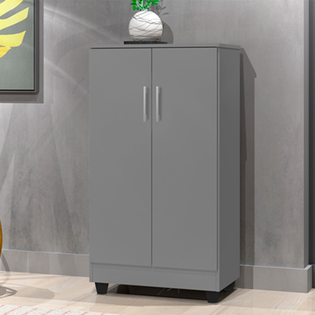 Armário Multiuso Sapateira 2 Portas Smart Cinza - Rede Moveis