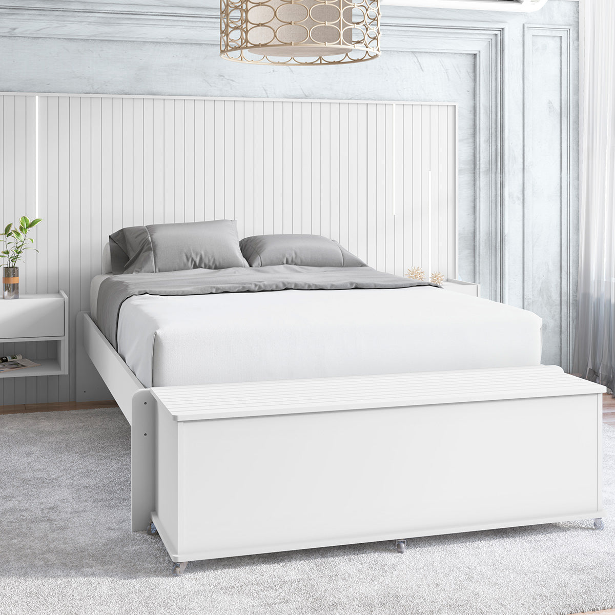 Baú Banco Organizador 1 Porta Luca MDP/MDF Branco - Rede Móveis