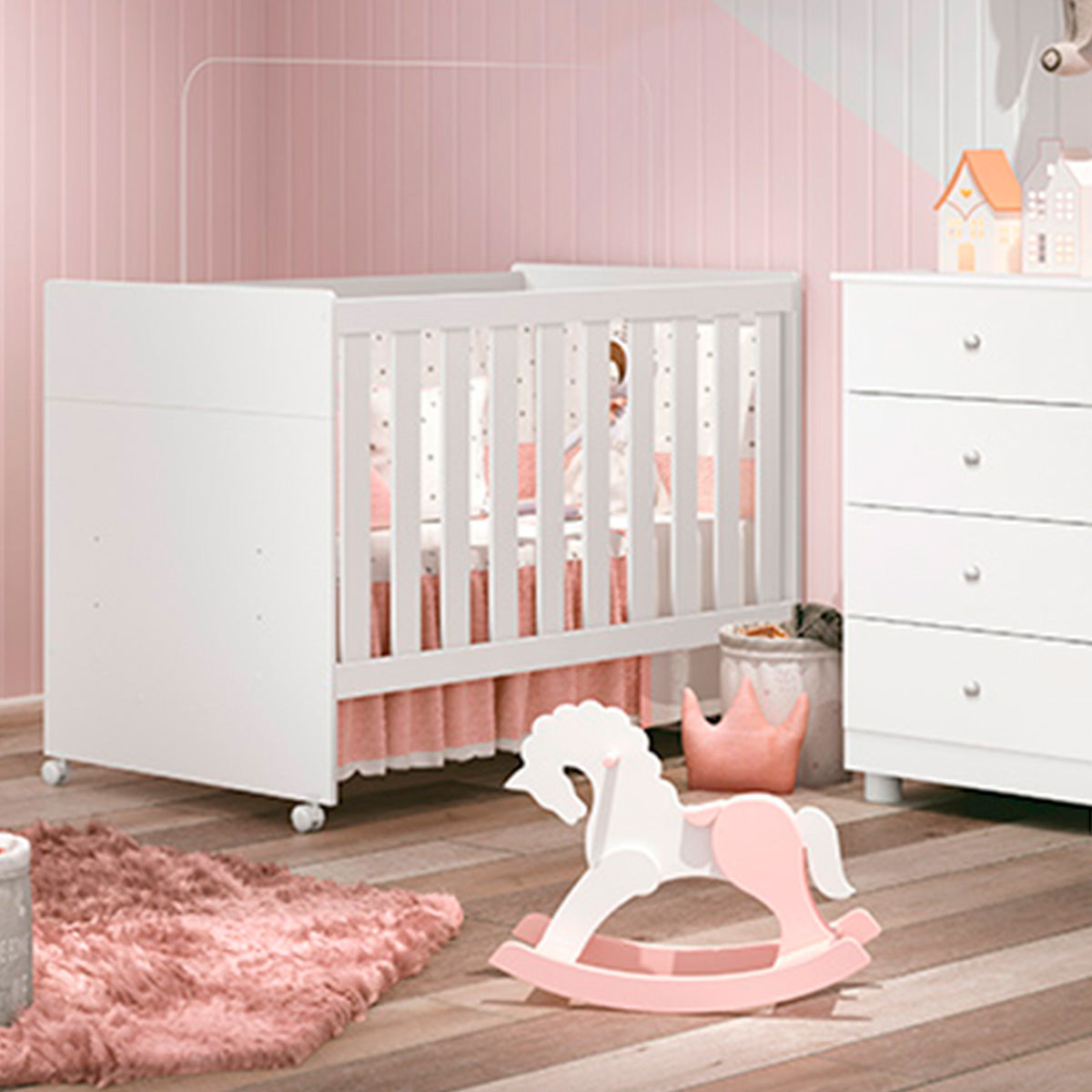 Berço Americano Mini Cama 3 em 1 Bebê Infantil Katatau Branco - Rede Móveis