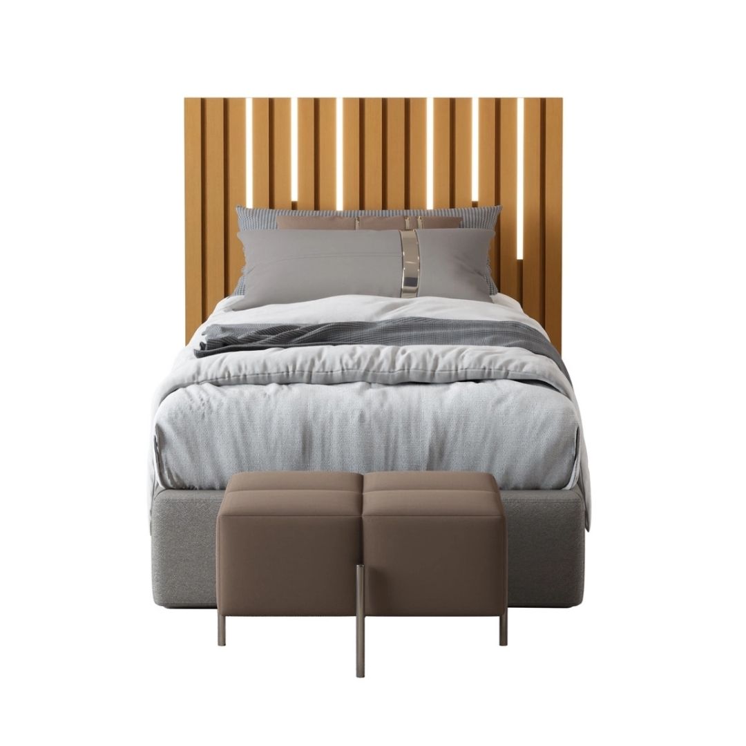 Cabeceira Ripado Maracá 109cm Para Cama de Solteiro Com Led Nature - Rede Móveis