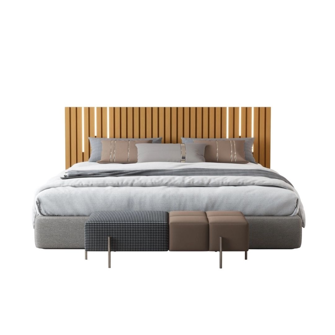 Cabeceira Ripado Maracá 215cm Para Cama King Size Com Led Nature - Rede Móveis