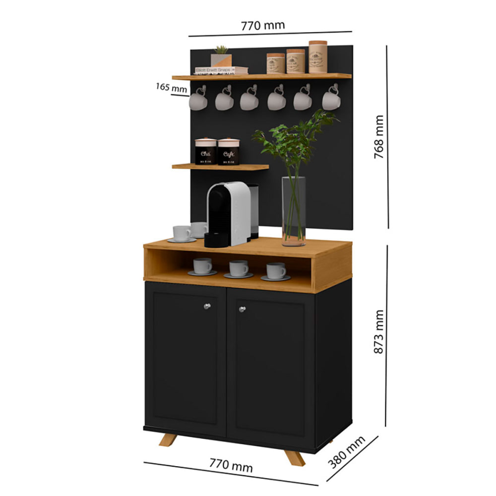 Cantinho Do Café 2 Portas Star Preto com Freijó - Rede Móveis