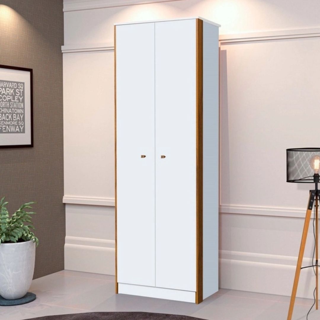 Conjunto 3 Armários Organizador e 1 Mesa Escrivaninha Office 1 Balcão Escritório Branco com Nature