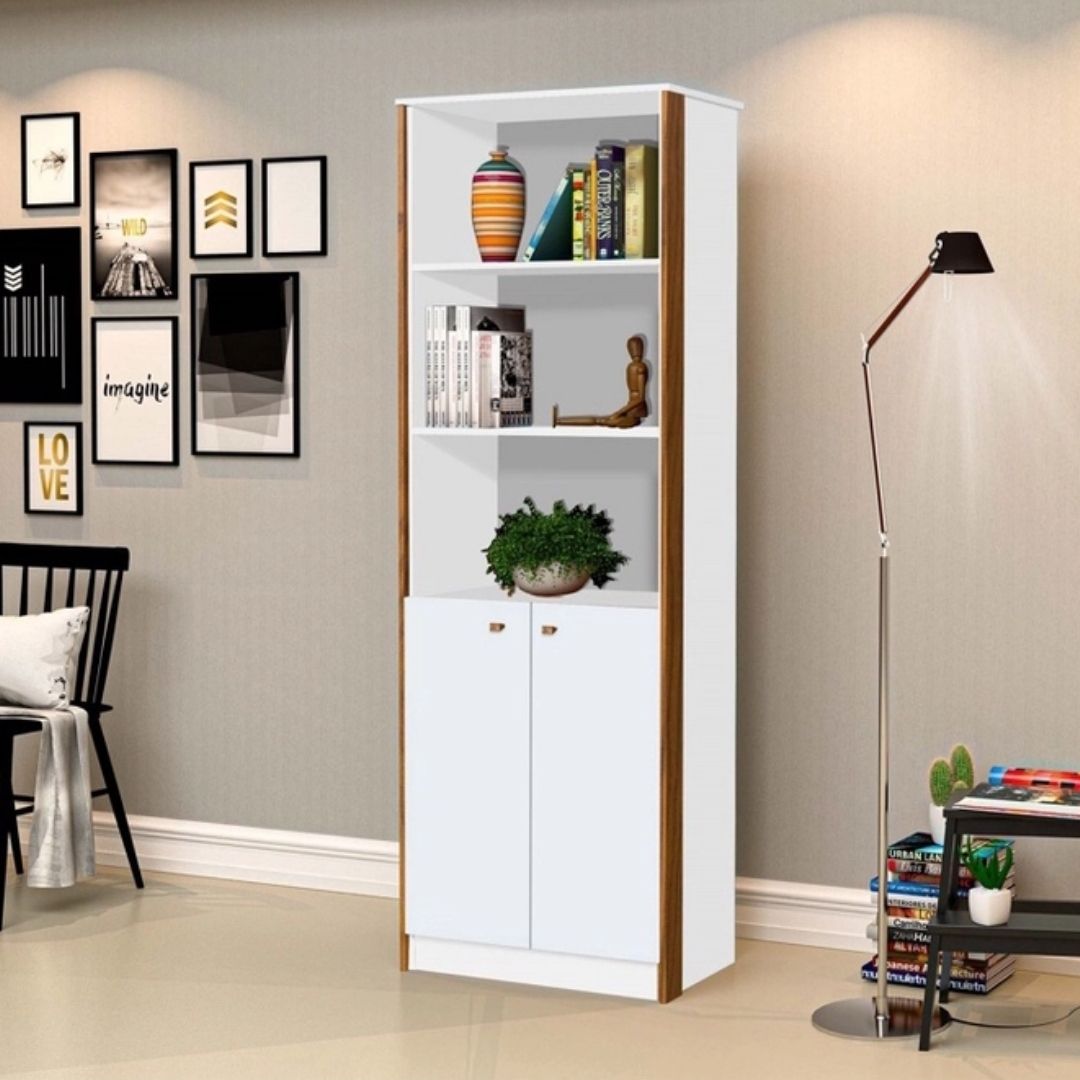 Conjunto 3 Armários Organizador Office Escritório Branco com Nature - Rede Móveis