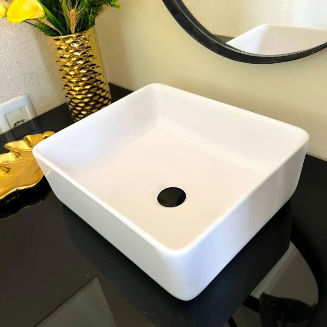 Cuba Pia De Sobrepor Para Banheiro Mármore Sintético Tulipa