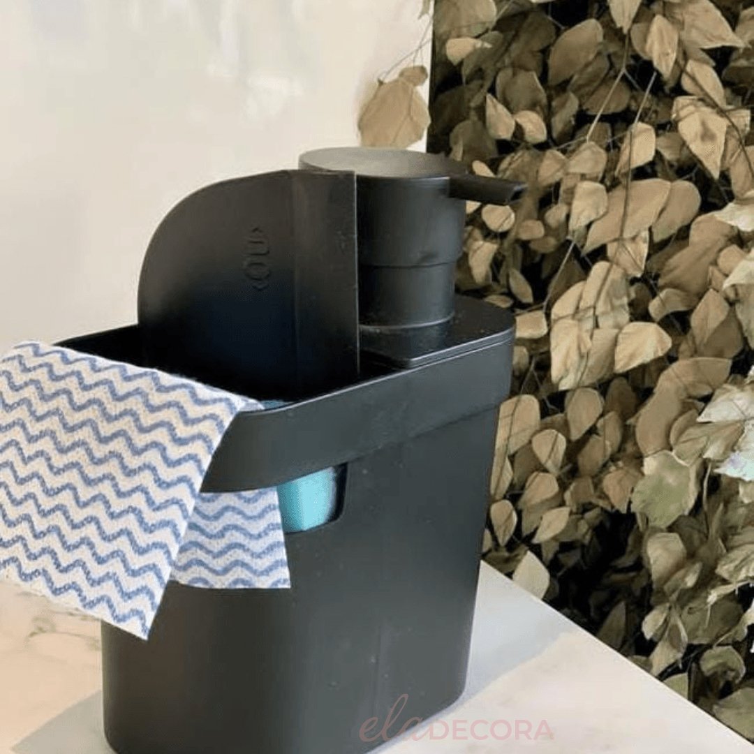 Dispenser Porta Detergente e Organizador de Pia Trium Preto 650 Ml