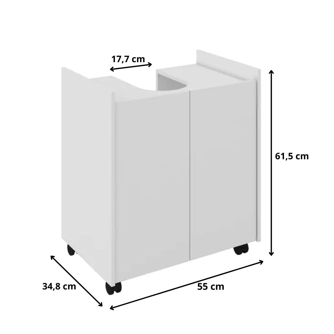 Gabinete Armário de Banheiro Pia de Coluna Eccos Branco - Rede Móveis