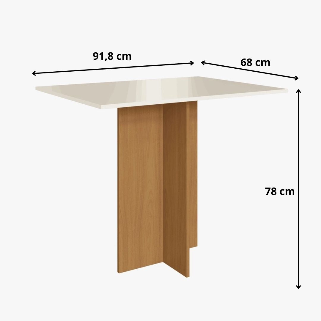 Mesa de Jantar com 4 Cadeiras Talita OffWhite com Freijó - Rede Móveis