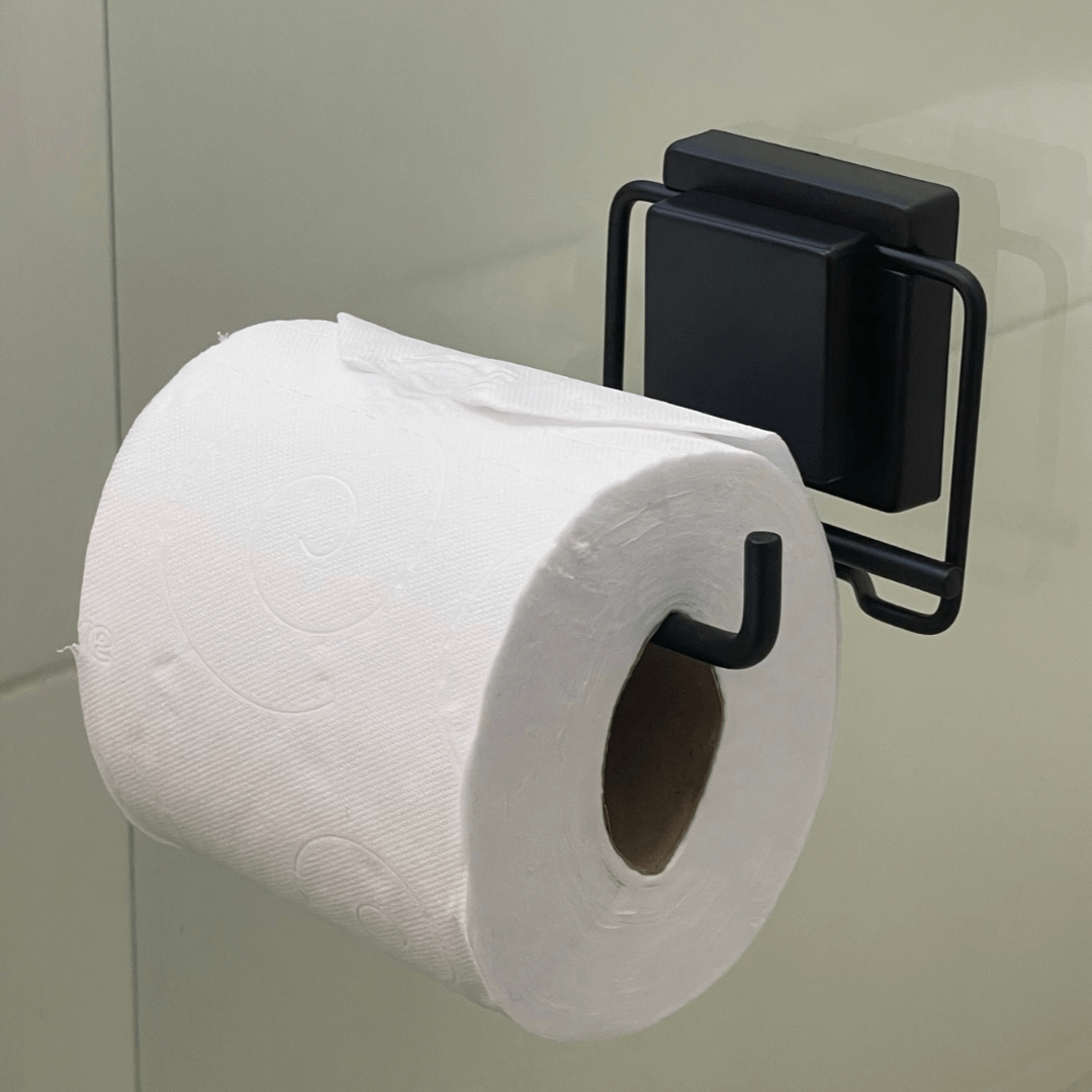 Porta Papel Higiênico Fixação Ventosa Preto