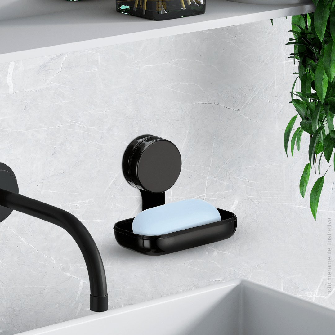 Saboneteira Plástica Dupla Face 3M Preto