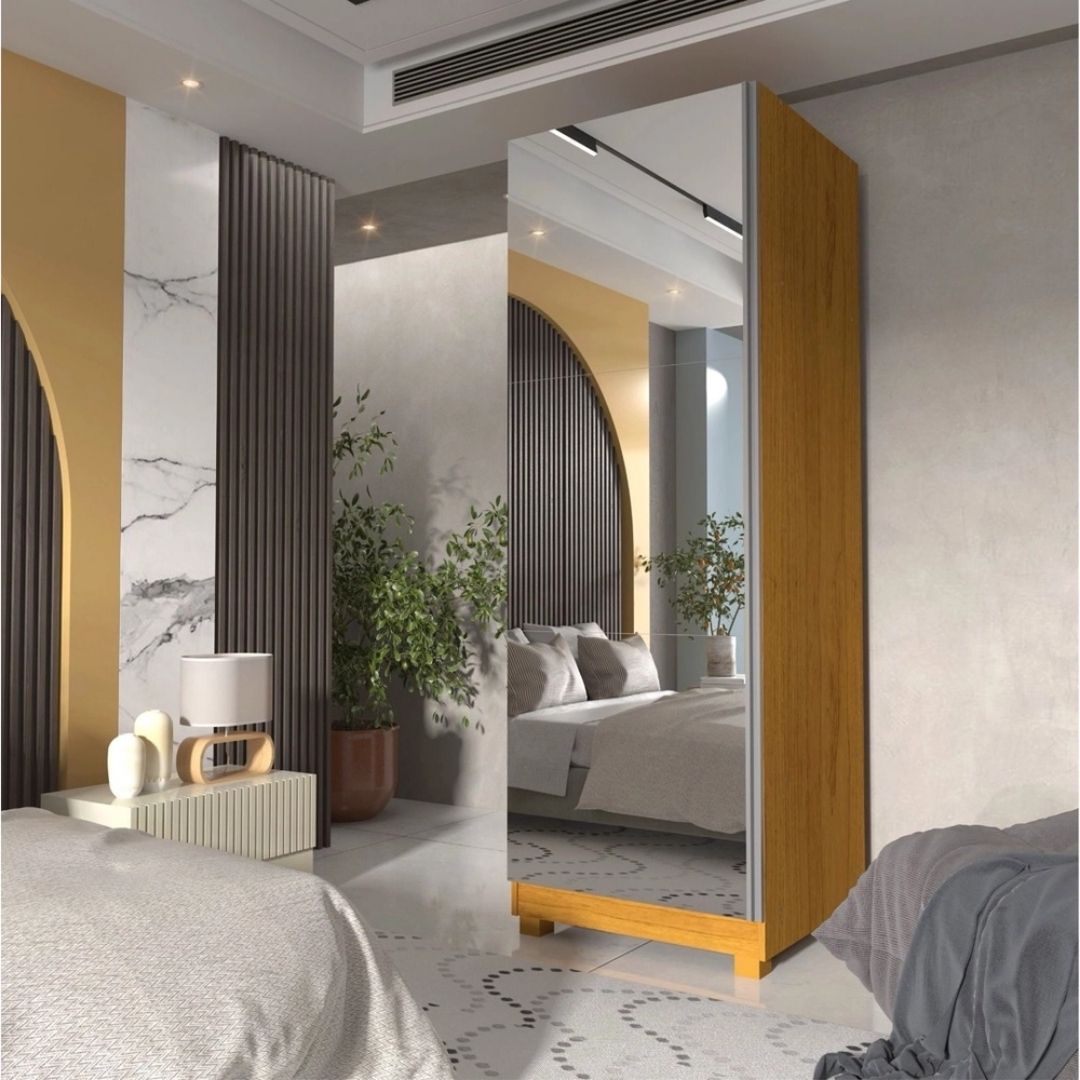 Sapateira Espelhada Para 40 Pares 1 Porta Gold Naturale - Rede Móveis