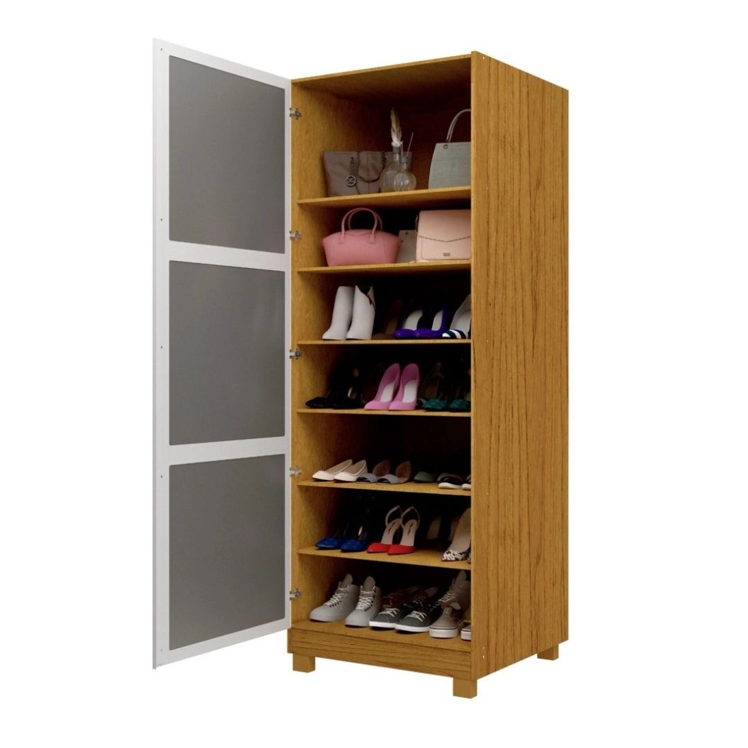 Sapateira Espelhada Para 40 Pares 1 Porta Gold Naturale - Rede Móveis