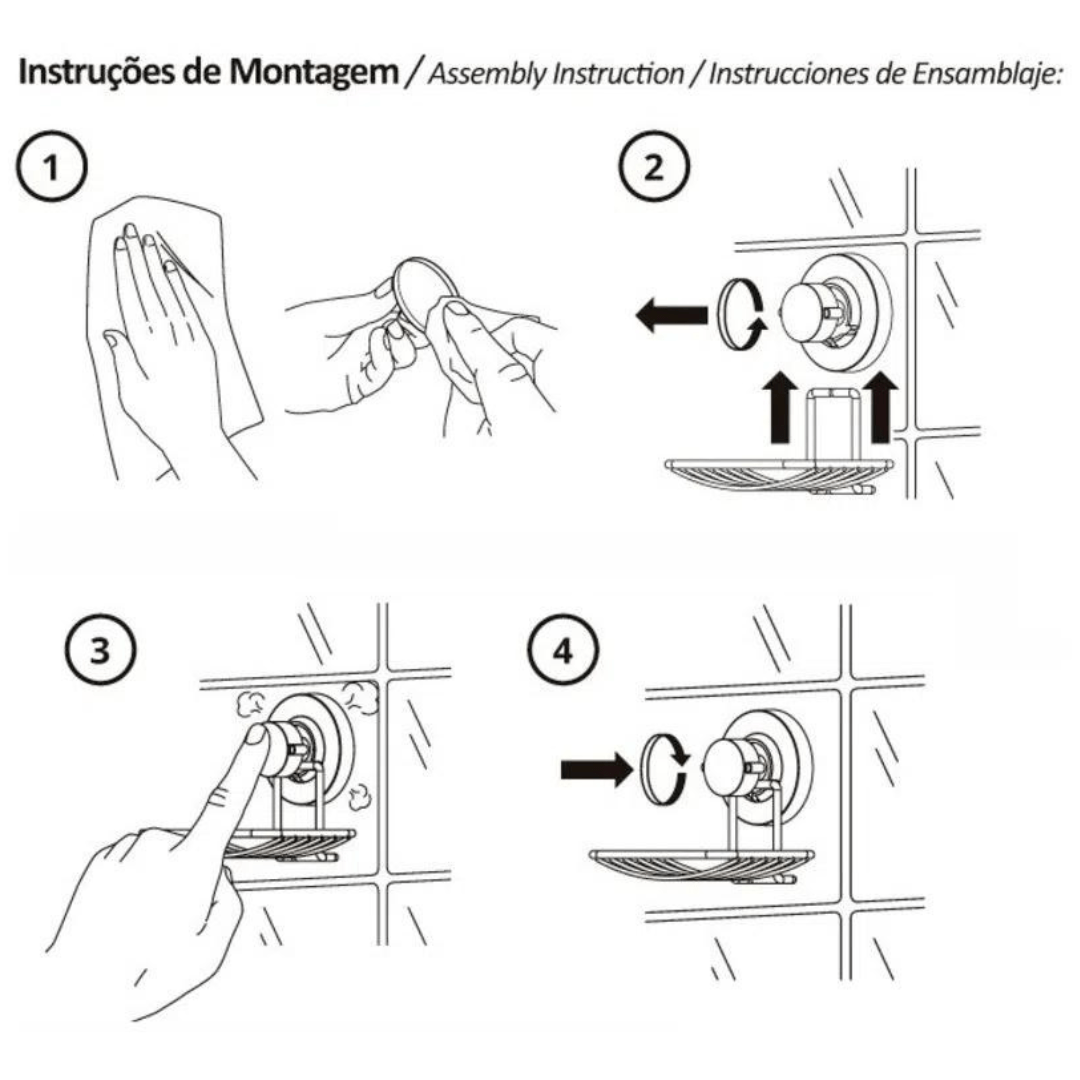 Suporte Cesto Multiuso Fixação por Ventosa Cromado