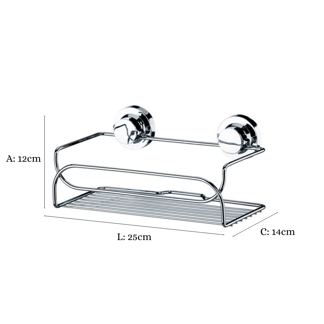 Suporte Cesto Multiuso Fixação por Ventosa Cromado