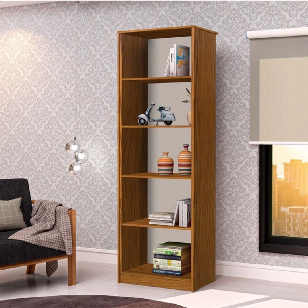 Armário Organizador Livreiro 4 Prateleiras Office Escritório Nature com OffWhite - Rede Móveis