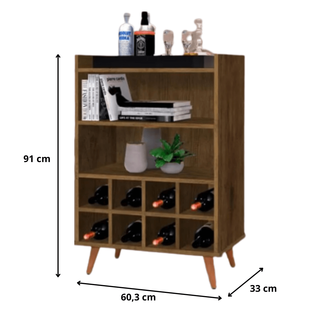 Aparador Bar Adega Para 8 Garrafas Paris Ferrara  - Rede Móveis