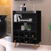 Aparador Bar Adega Para 8 Garrafas Paris Preto  - Rede Móveis