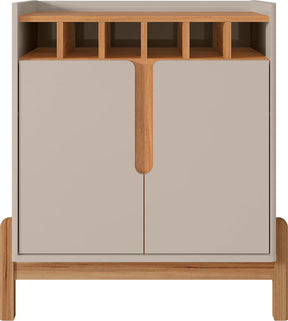 Aparador Bar Lizz 2 Portas 6 Adegas Pés em Madeira Maciça OffWhite com Cedro - Rede Móveis