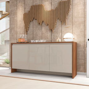 Aparador Buffet 160cm Madrid 3 Portas 1 Gaveta Cedro com OffWhite - Rede Móveis
