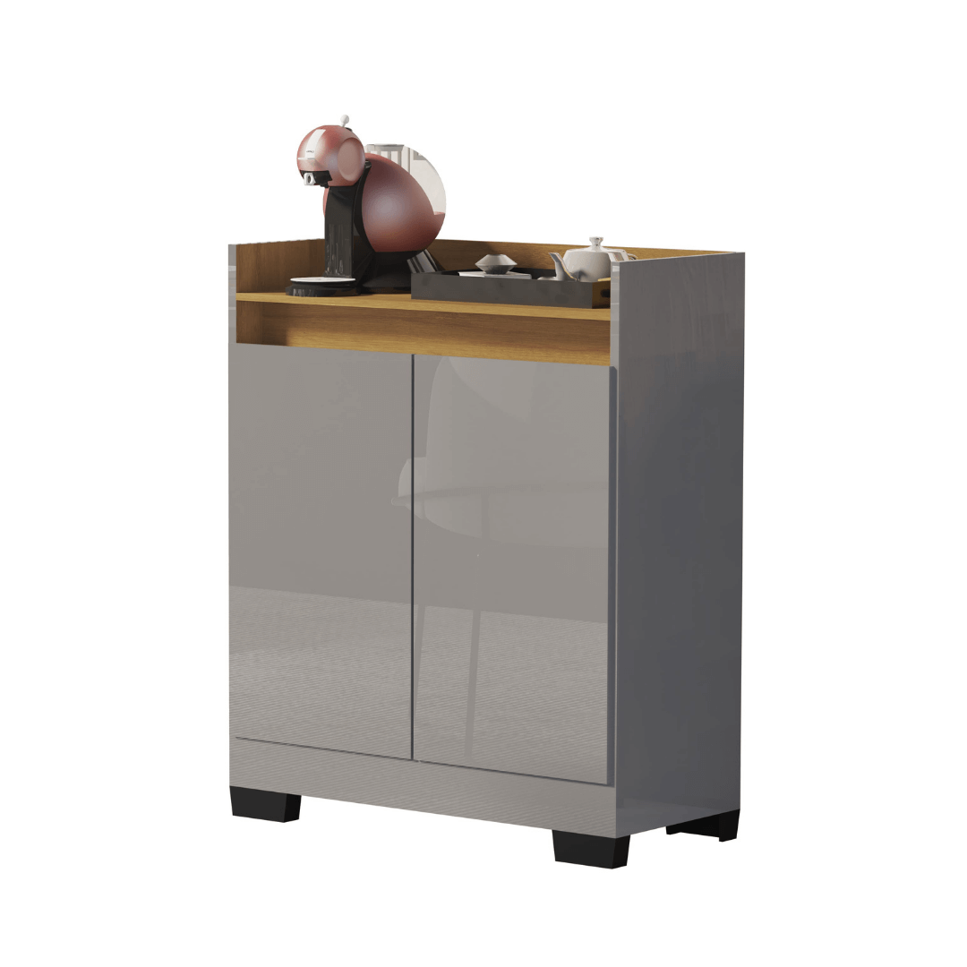 Aparador Buffet 2 Portas Real Cinza com Bege