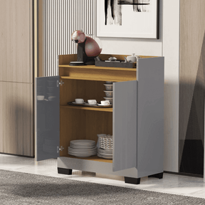 Aparador Buffet 2 Portas Real Cinza com Bege