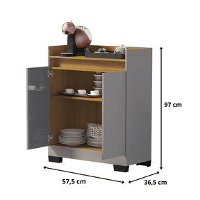 Aparador Buffet 2 Portas Real Cinza com Bege