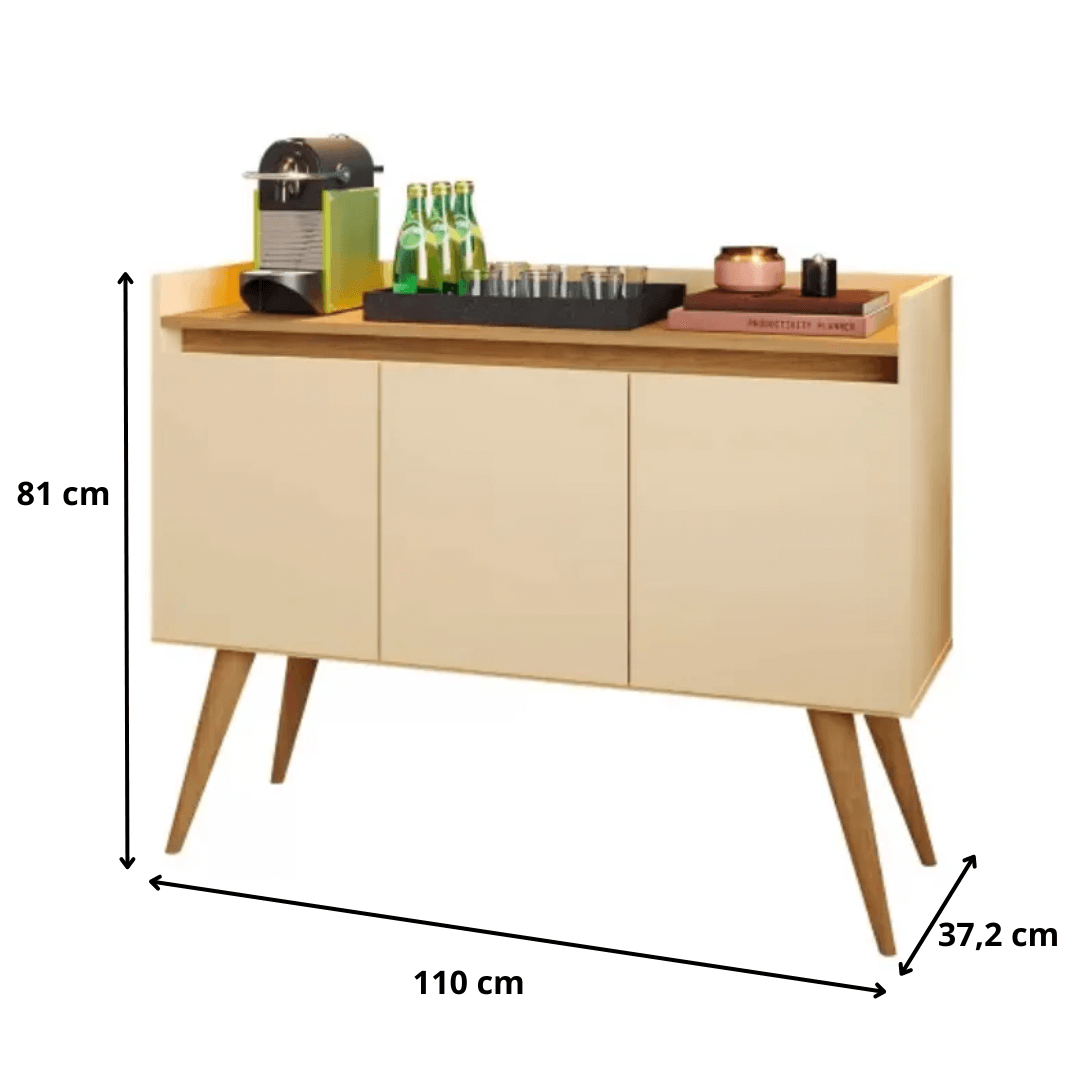 Aparador Buffet 3 Portas Gold Perola com Mel - Rede Móveis