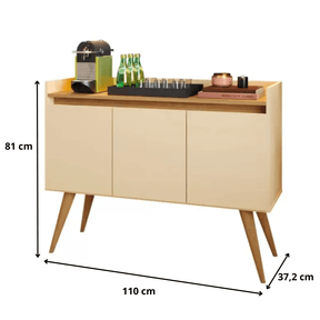 Aparador Buffet 3 Portas Gold Perola com Mel - Rede Móveis