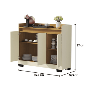 Aparador Buffet 3 Portas Real Perola com Mel