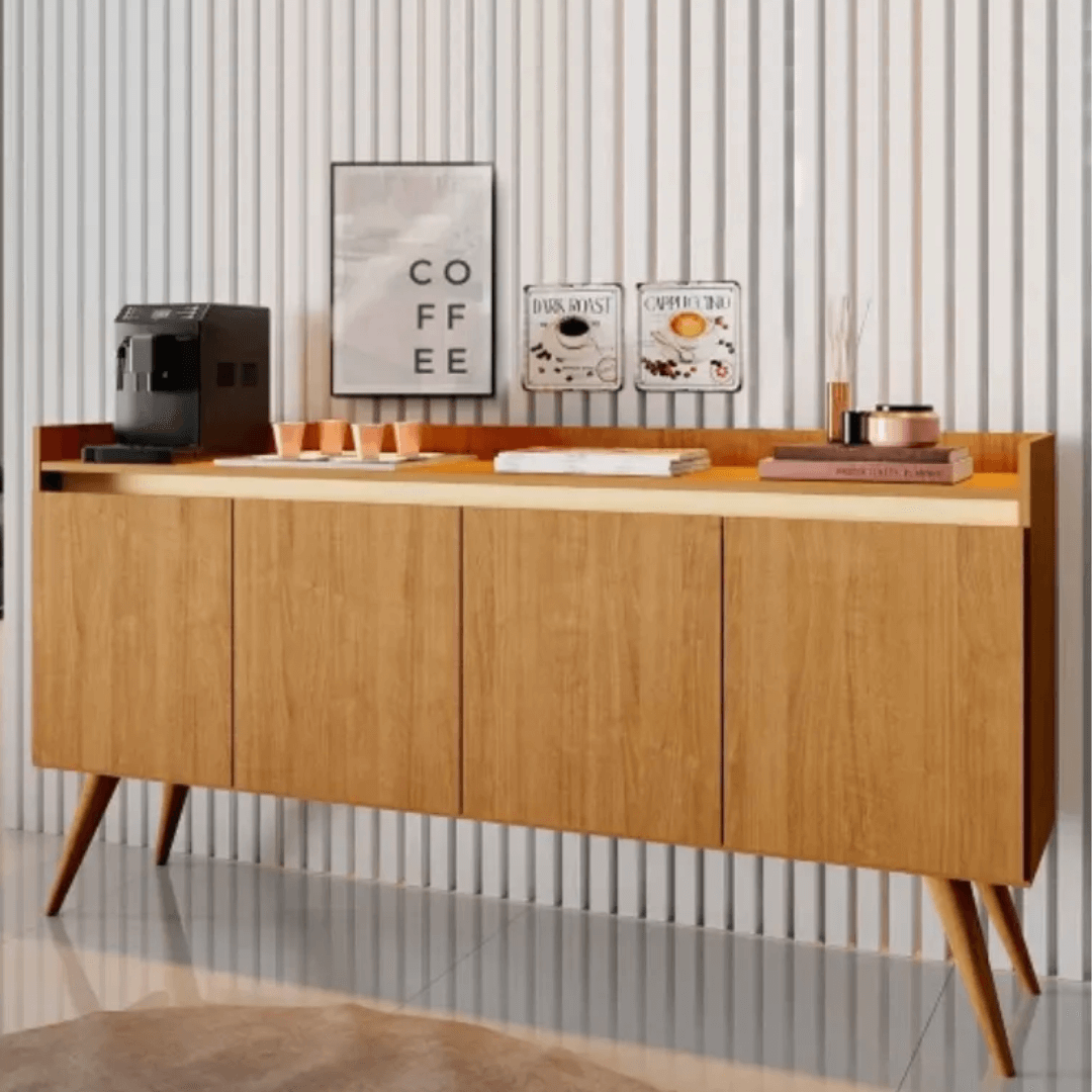 Aparador Buffet 4 Portas Gold Mel Com Perola - Rede Móveis