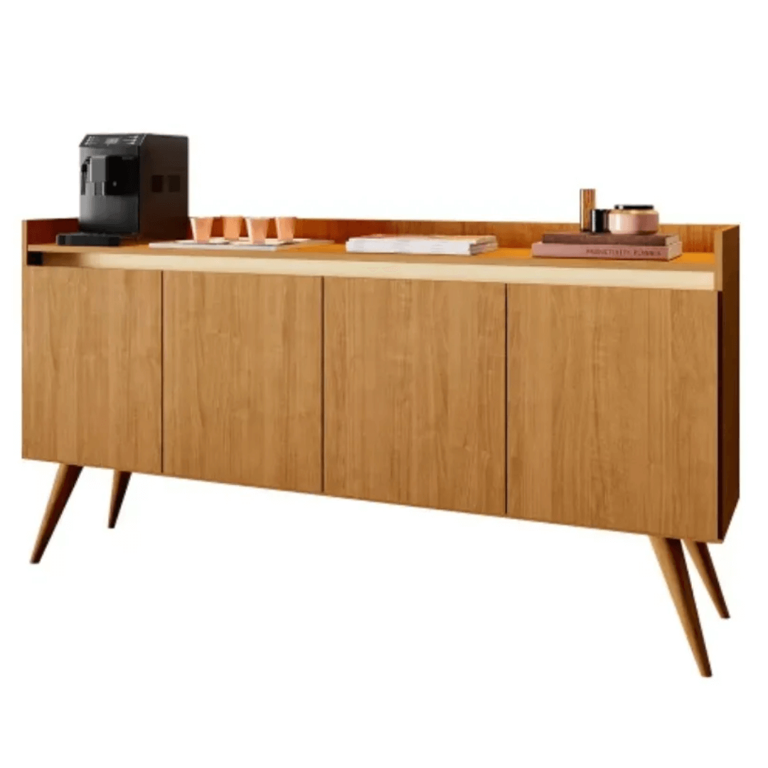 Aparador Buffet 4 Portas Gold Mel Com Perola - Rede Móveis