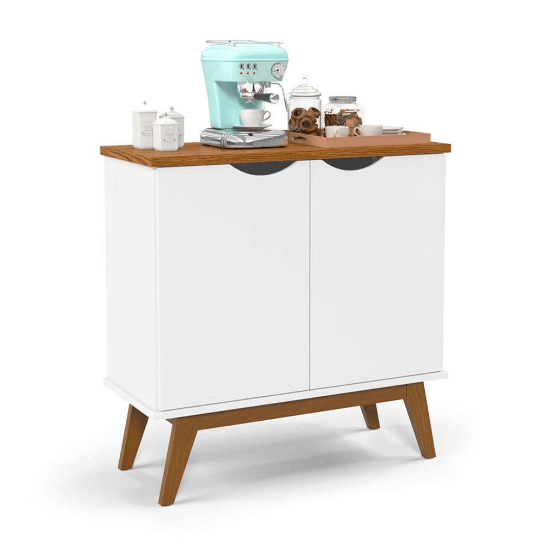 Aparador Buffet Retrô Prism 2 Portas Branco com Cumarú
