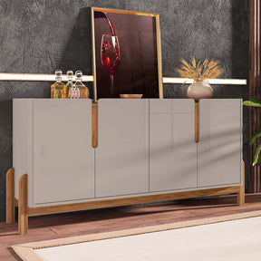 Aparador Buffet Sala 170cm Liz 4 Portas Com Adega com Pés de Madeira OffWhite com Cedro - Rede Móvei