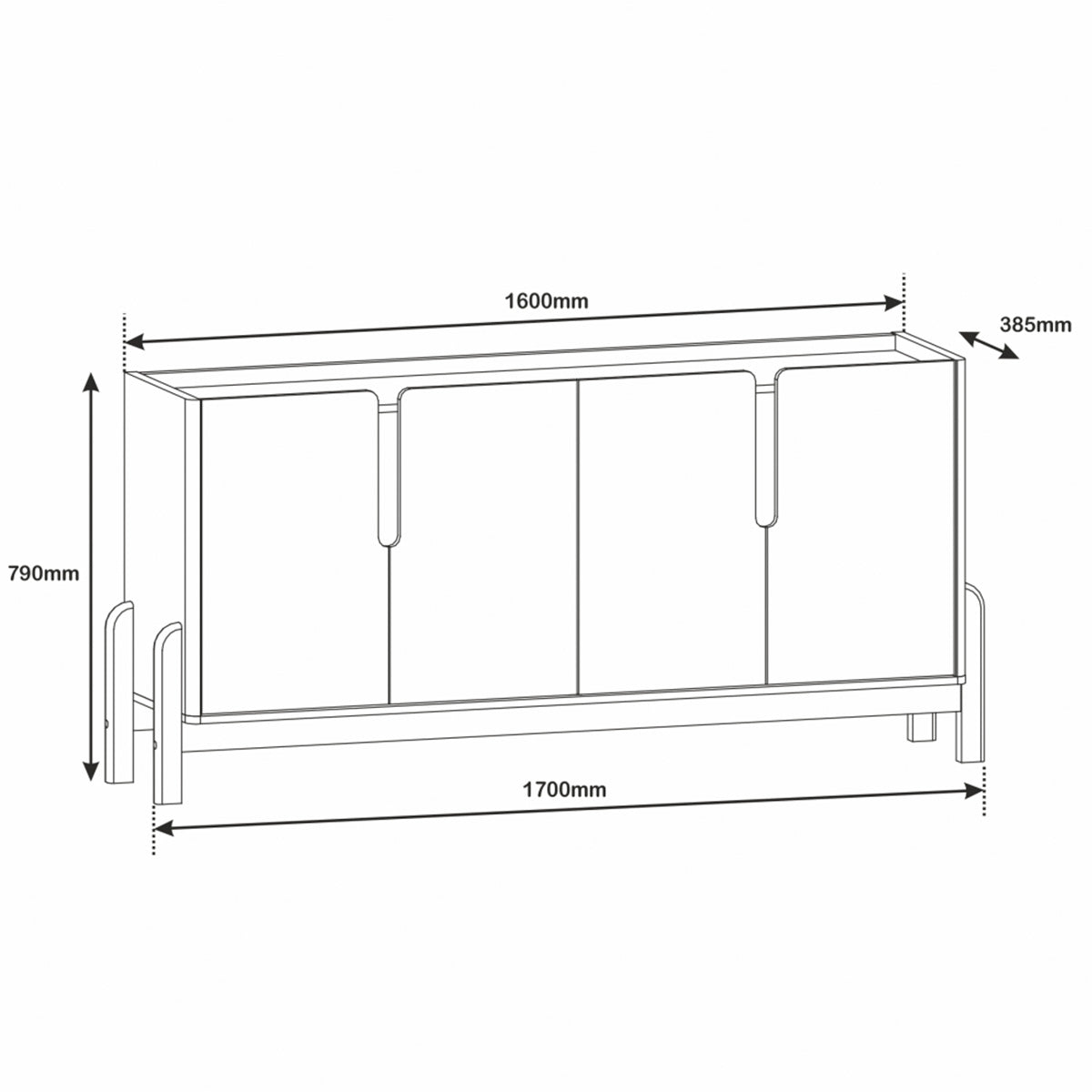 Aparador Buffet Sala 170cm Liz 4 Portas Com Adega com Pés de Madeira OffWhite com Cedro - Rede Móvei